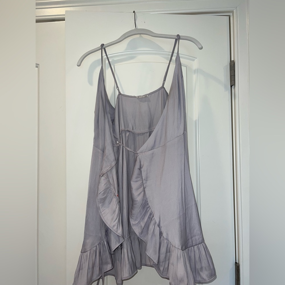 FREE PEOPLE purple silk wrap dress